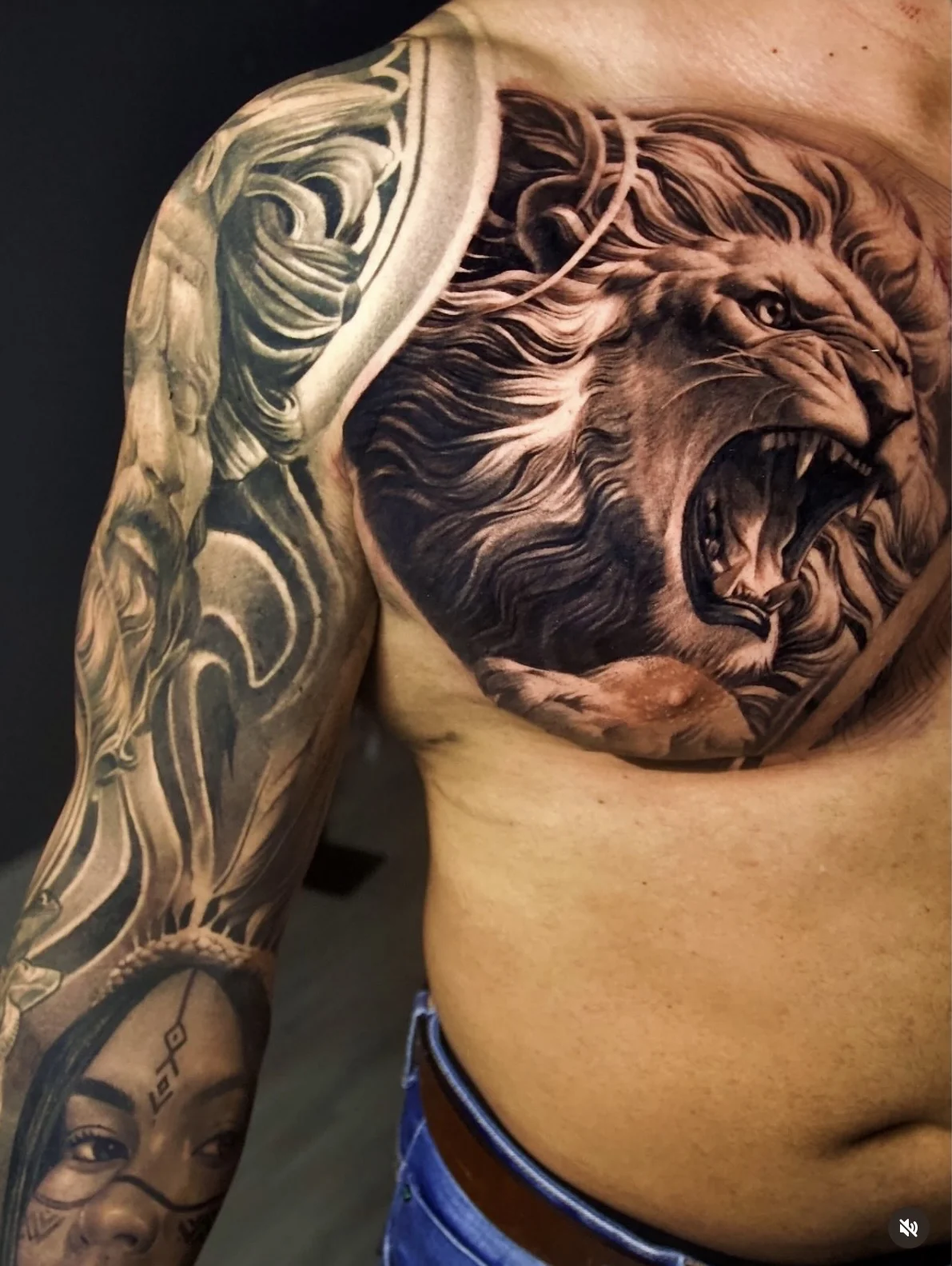 Tattooed portrait of a man in an urban setting